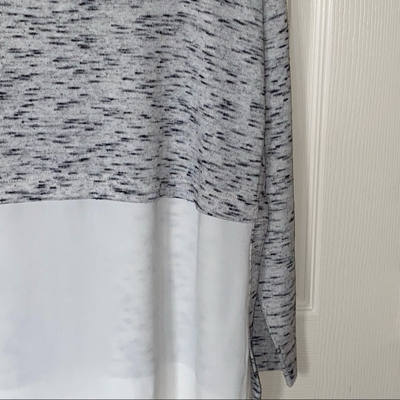 LOFT Mixed Media Space-dye Gray Top - Picture 8 of 9